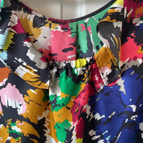 J. Crew Multicolor Abstract Ruffle Sleeve Top - Picture 4 of 6